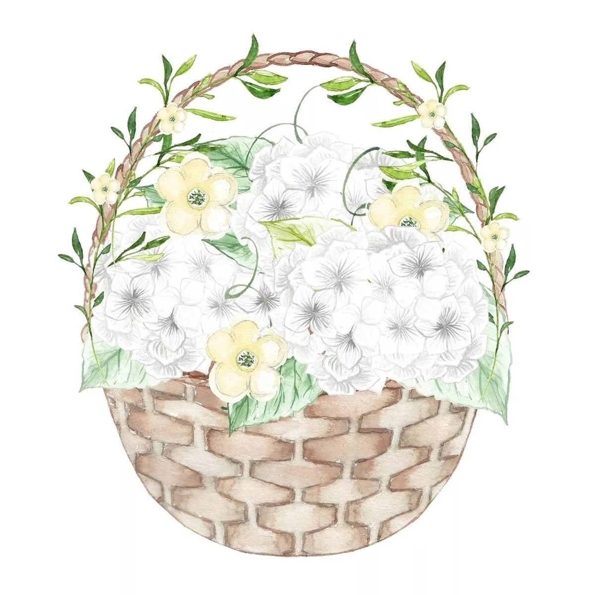 white-hydrangeas-basket-fabric-panel White Hydrangeas Basket Fabric Panel