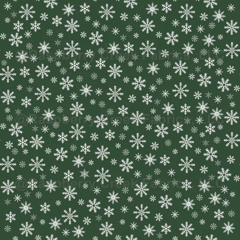 White Snowflakes on Dark Green