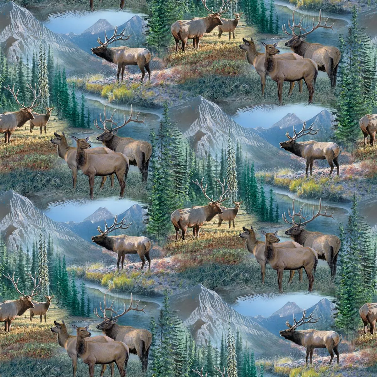 wild-wings-mountain-sky-elk-scenic-fabric Wild Wings Mountain Sky Elk Scenic Fabric