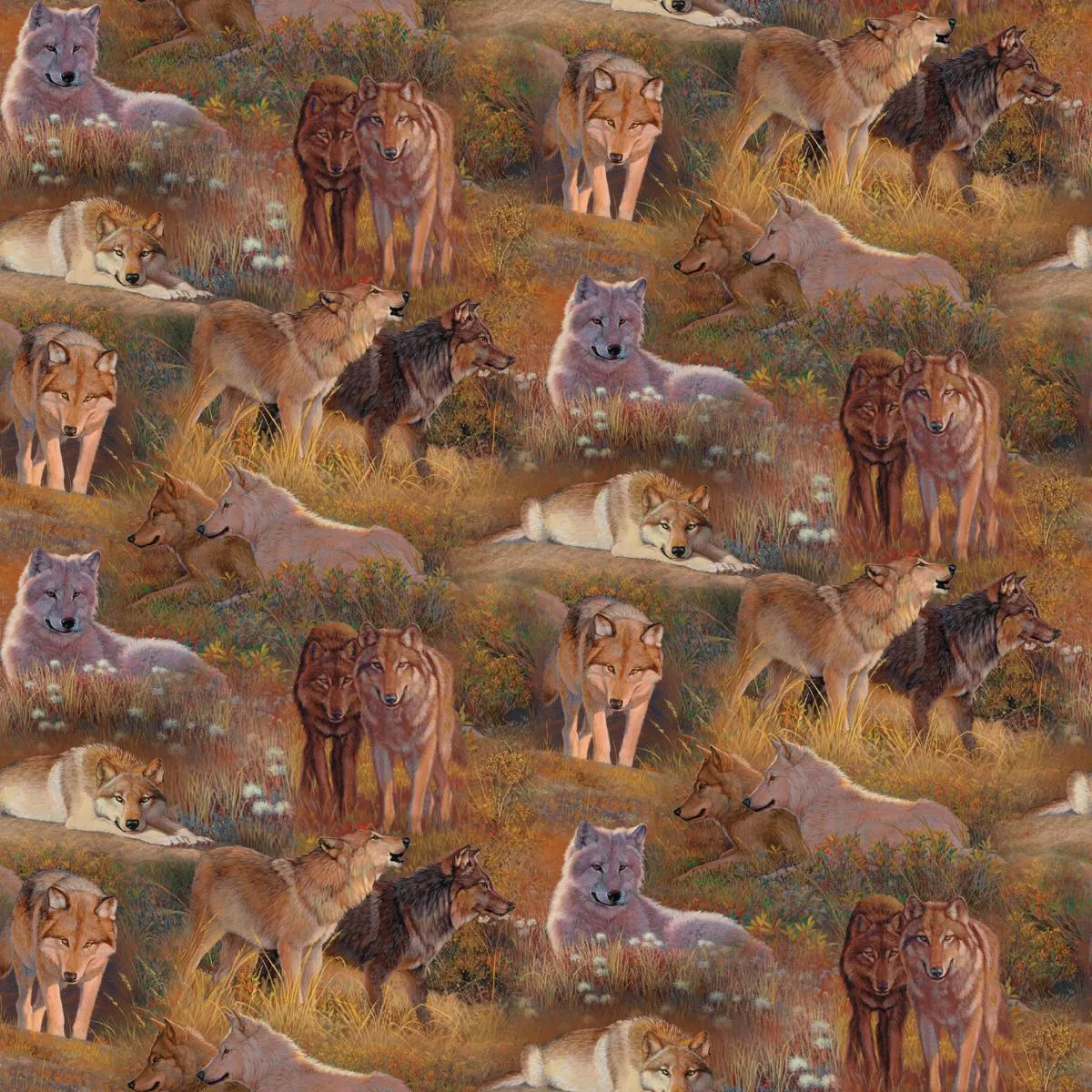 wild-wings-territorial-trail-wolves-scenic-fabric Wild Wings Territorial Trail Wolves Scenic Fabric