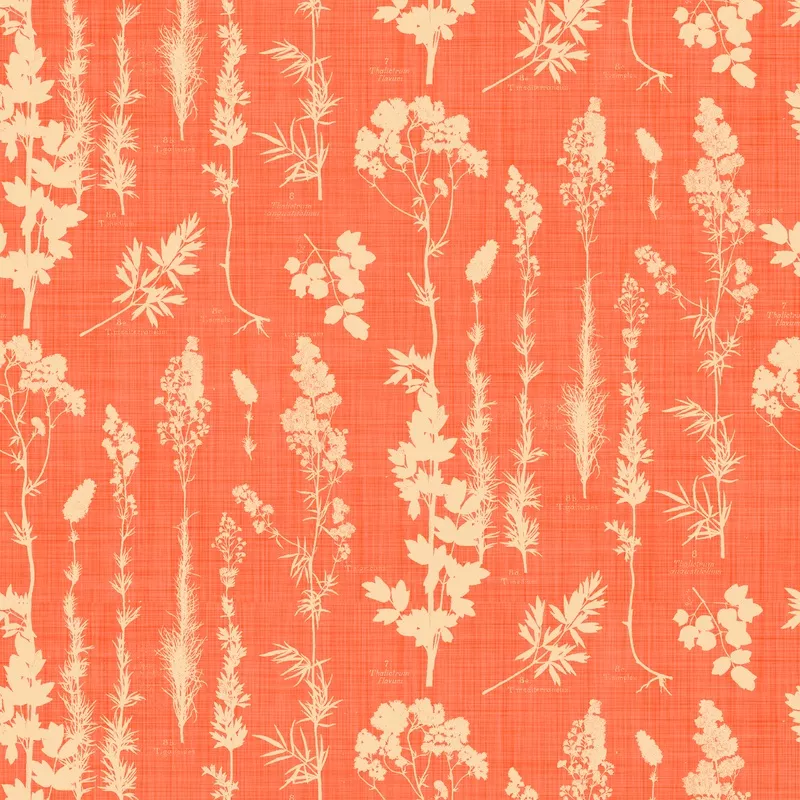 wildflower-silhouettes-on-orange-fabric Wildflower Silhouettes on Orange Fabric