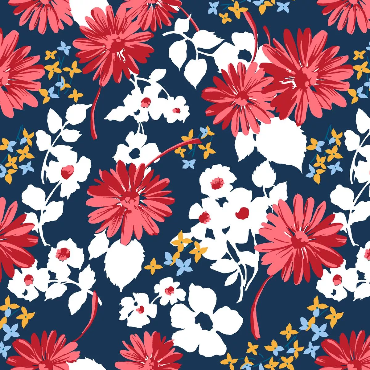 Wildflower Waltz, Deep Navy Fabric