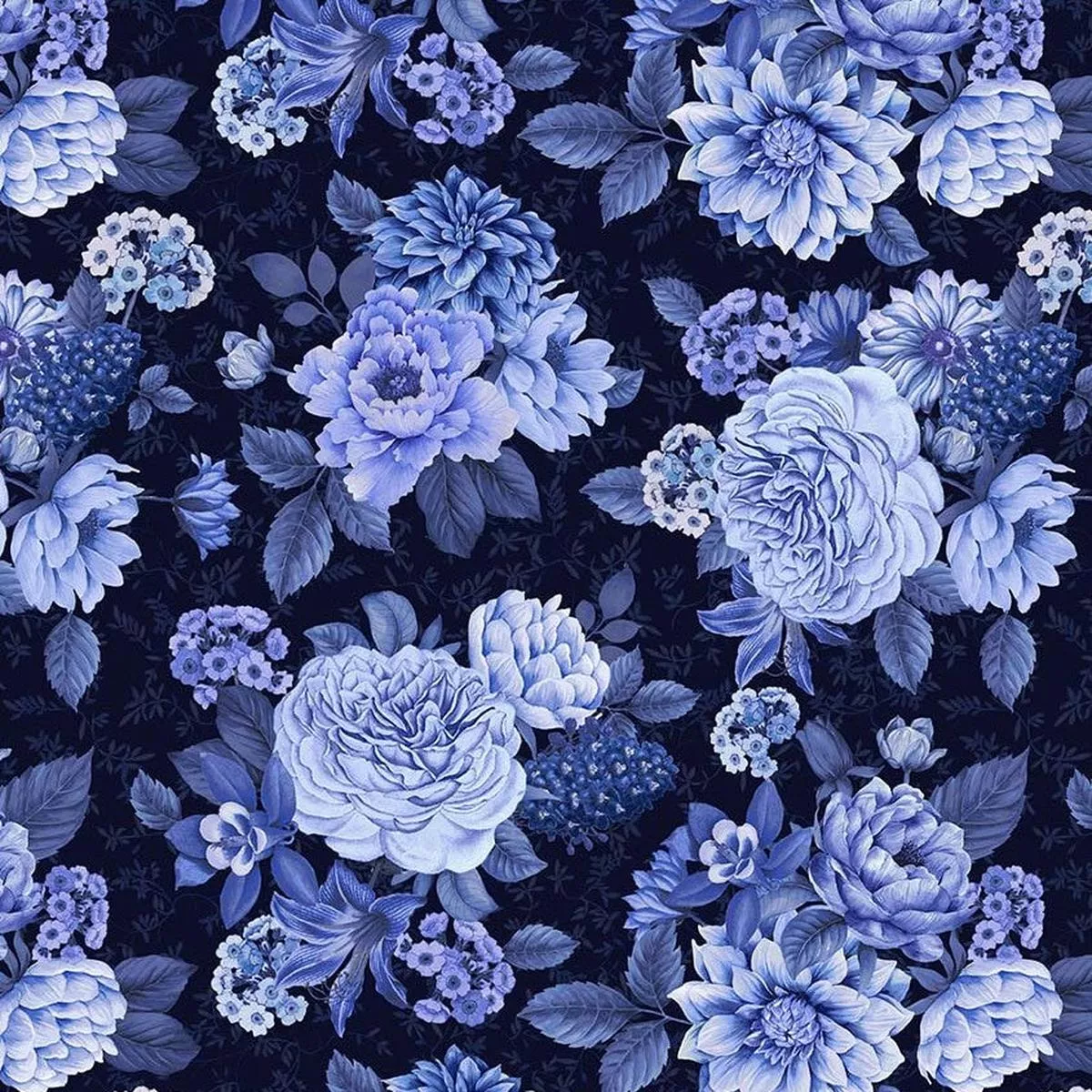 Windham – China Blue – Blooming Blues 54933-2 Delft Blue
