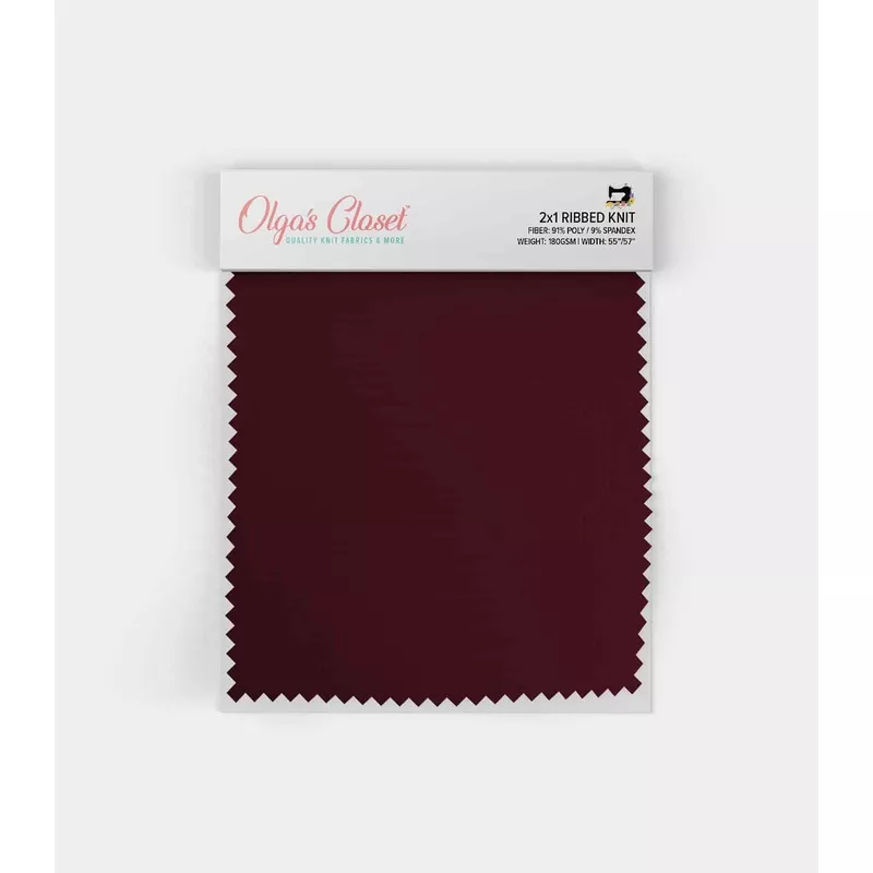 wine-solid-ribbed-knit-2-1-fabric Wine Solid Ribbed Knit (2×1) Fabric