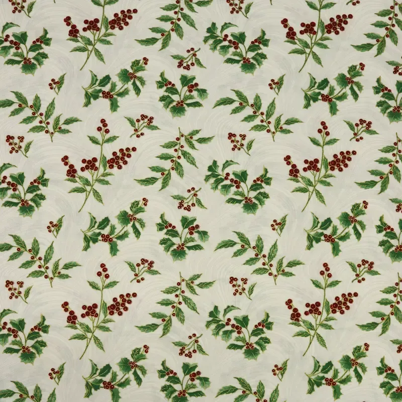 A Winter’s Day Fabric Collection – Holly & Waves White