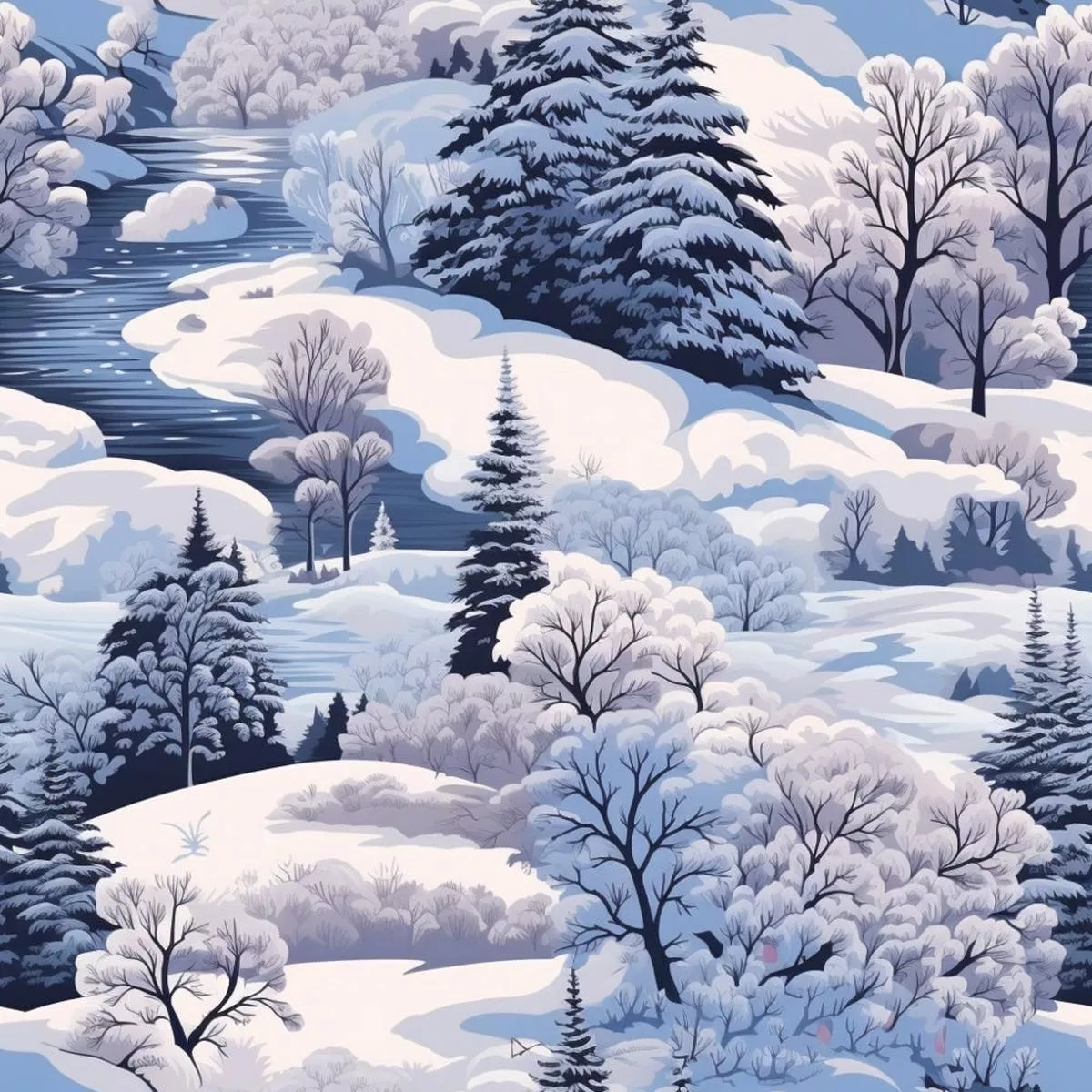 winter-scenery-pattern-9-quilting-cotton-fabric Winter Scenery Pattern 9 Quilting Cotton Fabric