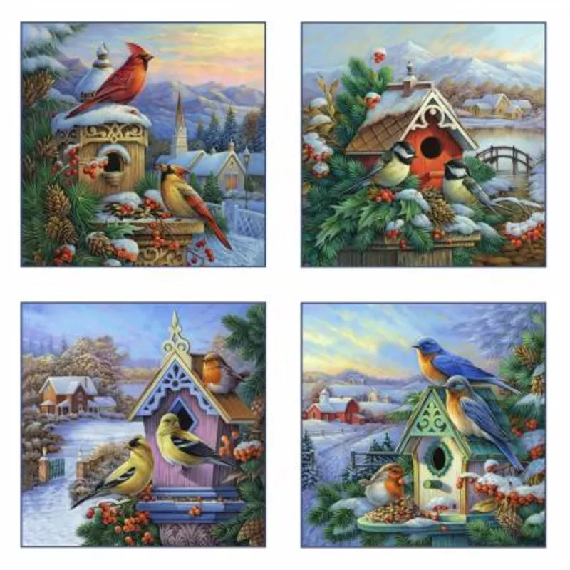Winter Song Bird Panel 9409-White