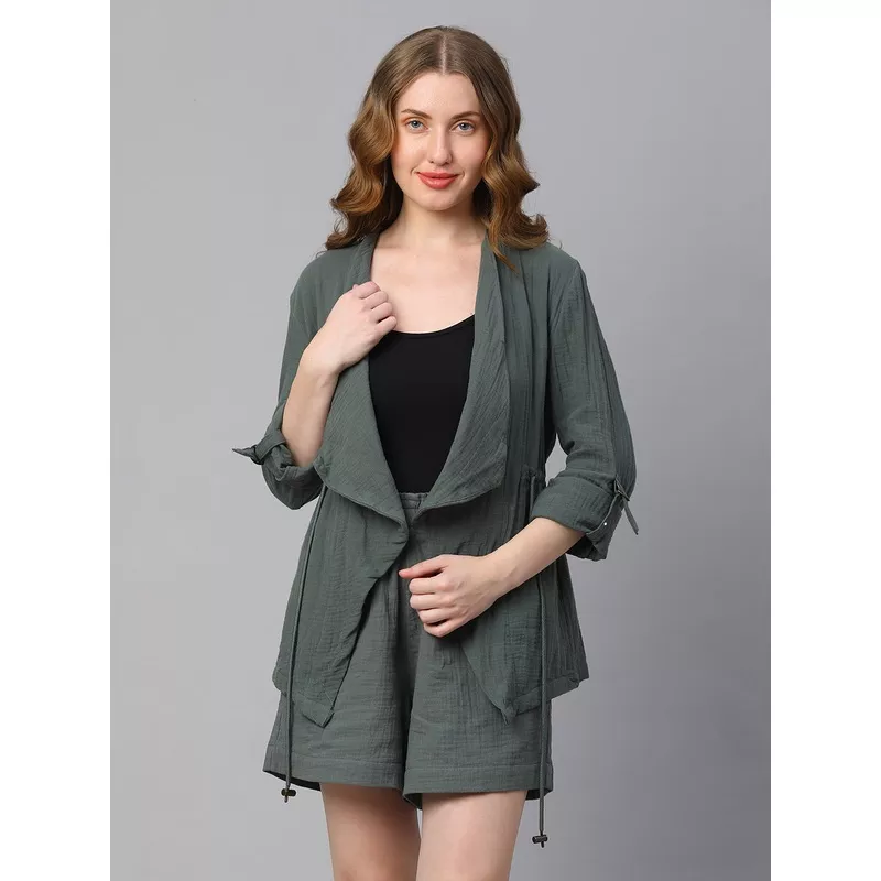 Women’s Grey Cotton Regular Fit Jacket GREY