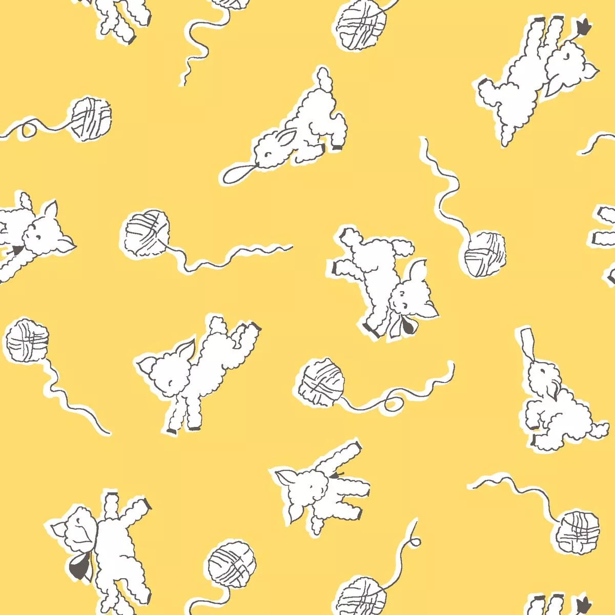 Woolly Playtime – Yellow Lamb Fabric