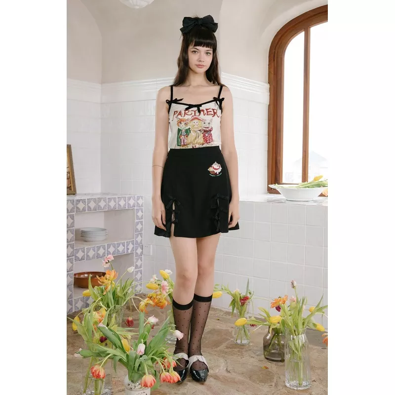 wxc-kitten-embroidered-mini-skirt WXC | Kitten Embroidered Mini Skirt