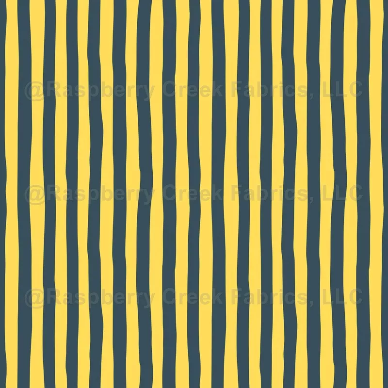 Yellow & Dark Gray Blue Wonky Stripes