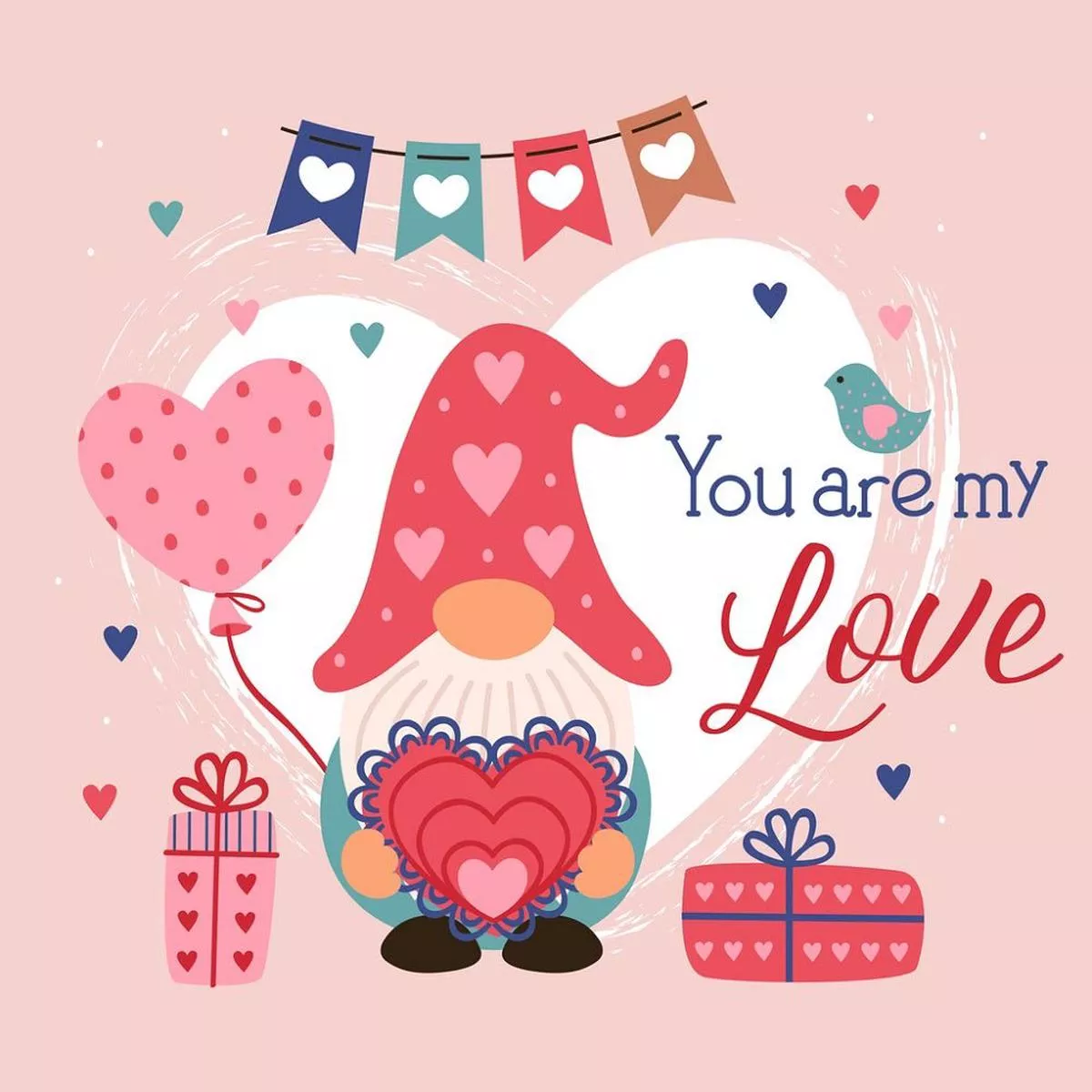 you-are-my-love-gnome-fabric-panel You Are My Love Gnome Fabric Panel