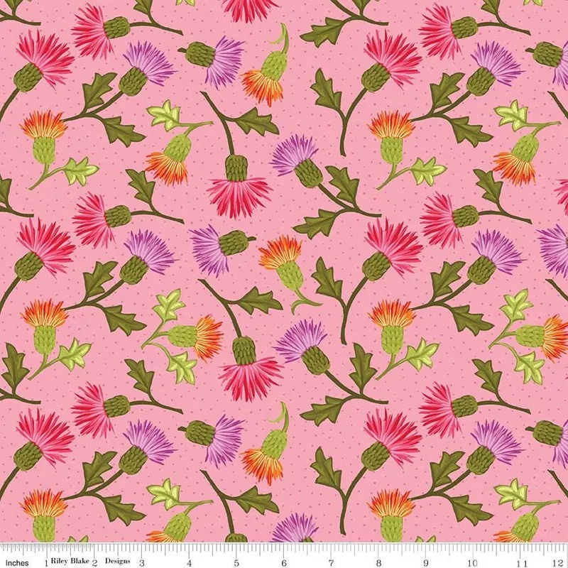 zinnias-thistles-pink-yardage-cd16692-pinkby-lila-tueller-sold-in-1-2-yard-incre Zinnias Thistles Pink Yardage CD16692-Pinkby Lila Tueller Sold in 1/2 yard increments cut continuously